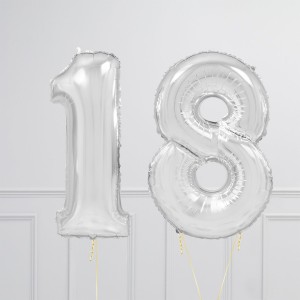 Ballon cijfer Zilver 102cm - Afbeelding 13