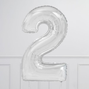 Ballon cijfer Zilver 102cm - Afbeelding 4