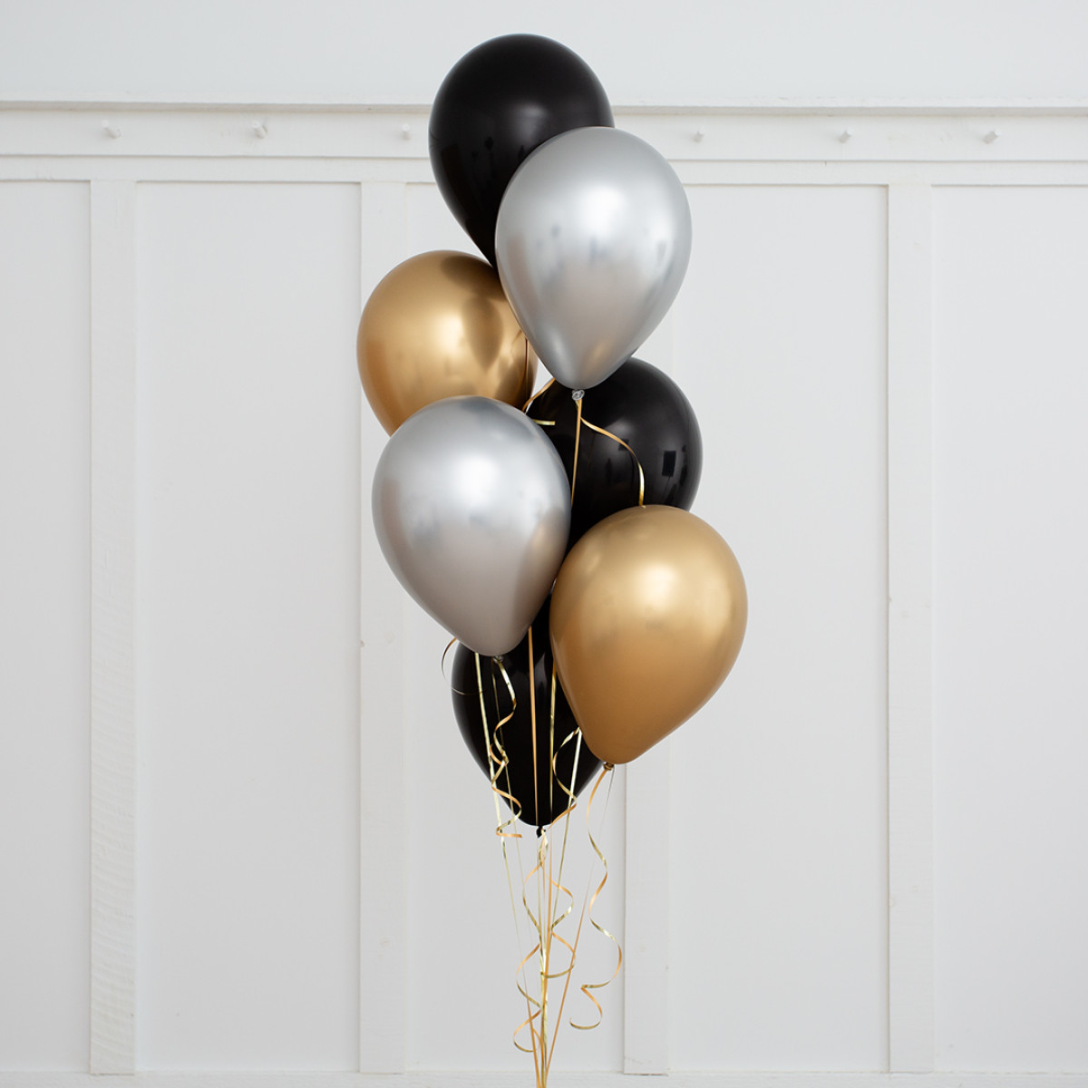 Helium ballon set Luxe Goud-zwart-zilver - Afbeelding 3