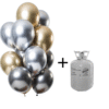 Helium cilinder + chrome/mirror ballonnen 12 st.