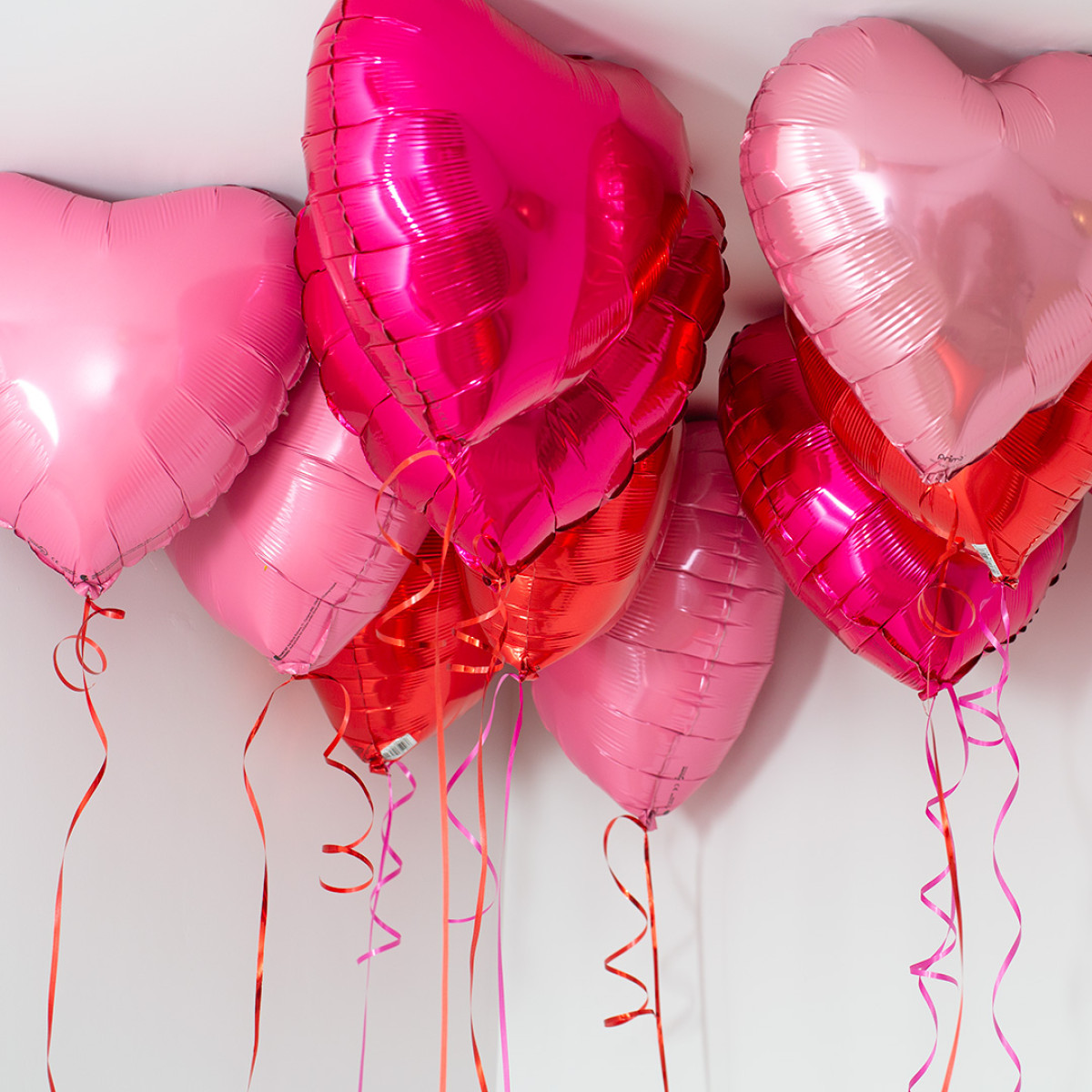12 roze/rode mix foli plafond ballonnen