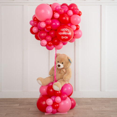 Luchtballon met beer Love Roze-Rood