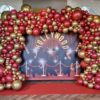 Organic style vierkante ballonboog reflex red en reflex gold